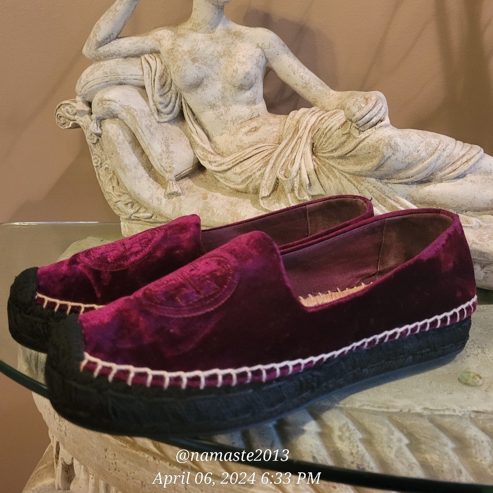 Tory Vurch Velvet Logo Espidrilles Platform Designer Summer Beach Shoes   #751 - Picture 11 of 15